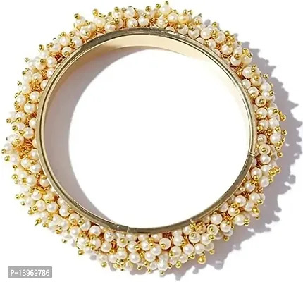 Dohdeep Gold Plated Stylish Traditional Pearl Studded Bridal Bangles, Kangan Set for Women and Girls-thumb3