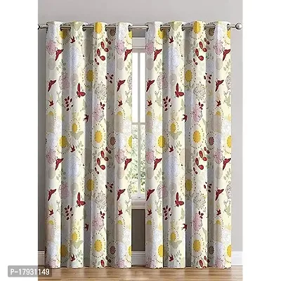 KHD 3D Birds Digital Printed Polyester Fabric Curtains for Bed Room Kids Room Living Room Color White Window/Door/Long Door (D.N.1335)