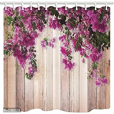 KHD 3D Wooden Flower Digital Printed Polyester Fabric Curtain for Bed Room, Living Room Curtain Kids Room Color Purple Window/Door/Long Door (D.N.931) (1, 4 x 5 Feet (Size ; 48 x 60 Inch) Window)-thumb0