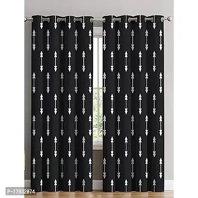 KHD 3D Arrow Digital Printed Polyester Fabric Curtains for Bed Room Kids Room Living Room Color Black Window/Door/Long Door (D.N.1243) (4 x 5 Feet (Size ; 48 x 60 Inch) Window, 1)