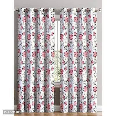 KHD 3D Fllowers Digital Printed Polyester Fabric Curtains for Bed Room Kids Room Living Room Color White Window/Door/Long Door (D.N.1312)