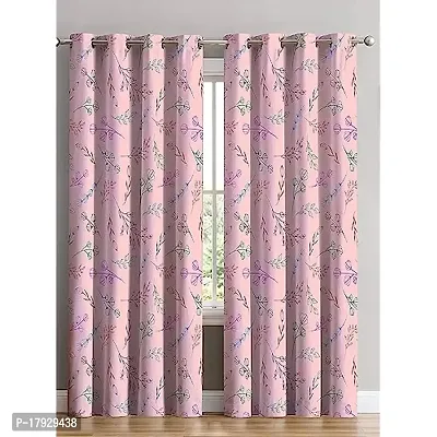 KHD 3D Flowers Digital Printed Polyester Fabric Curtains for Bed Room Kids Room Living Room Color Pink Window/Door/Long Door (D.N.1344)