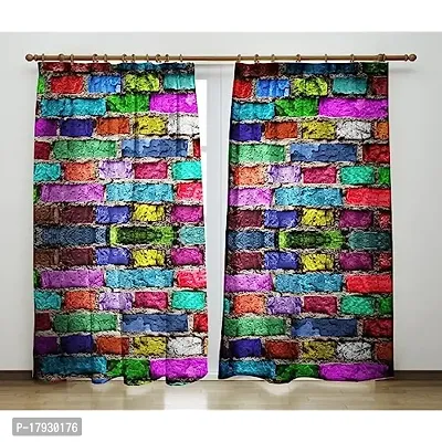 KHD 3D Wall Digital Printed Polyester Fabric Curtains for Bed Room Kids Room Living Room Color Blue Window/Door/Long Door (D.N.1390)