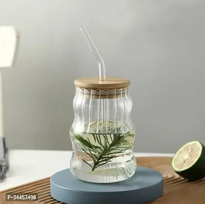 Durable Glass Fruit Juice Jar With Lid And Straw-thumb0