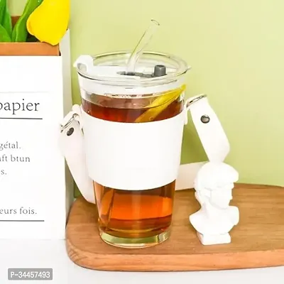 Durable Square Glass Fruit Juice Mug With Lid And Straw