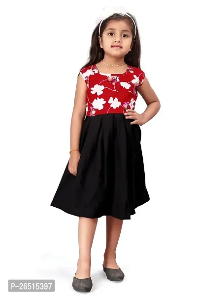 SWAGHOSH Trendy Designer Printed Dress Frock for Baby Girl (4-5 Years, Red)-thumb0