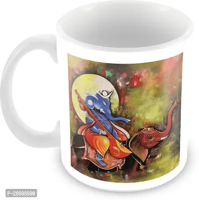Ganesha Riding On Elephant Printed Spiritual and Devotional Gift Coffee Mug-thumb0