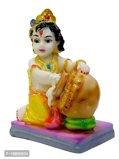 Bal Krishna Resin Sculpture Lord Baby Krishna Makhan Chor Idol, Height 12 CM