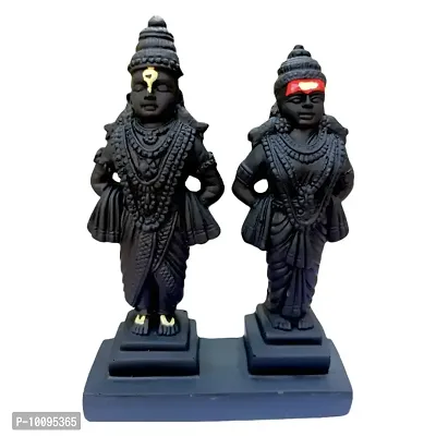 Lord Vitthal Rakhumai Stand ldol| Statue of God Vitthal-Rukhmai, Murti for Pooja Room, Home Temple Decor  Offices Decorative Showpiece (5 Inch- Matt Black)
