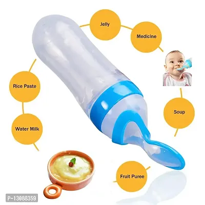 Polaris Fox Baby Silicone Feeding Bottle with Measuring Spoon Feeder Food Rice Cereal 1 pc (Colour as per availibility)-thumb2