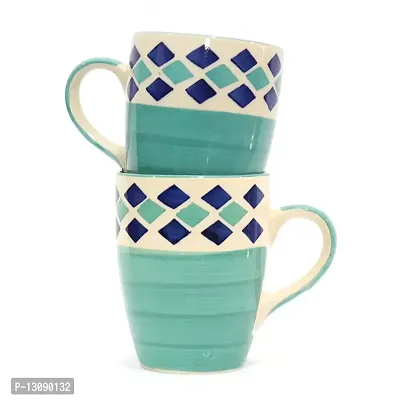 Polaris fox Multicolor Diamond Ceramic Glossy Coffee/Milk/Tea/Soup Mug | Set of 2-thumb0