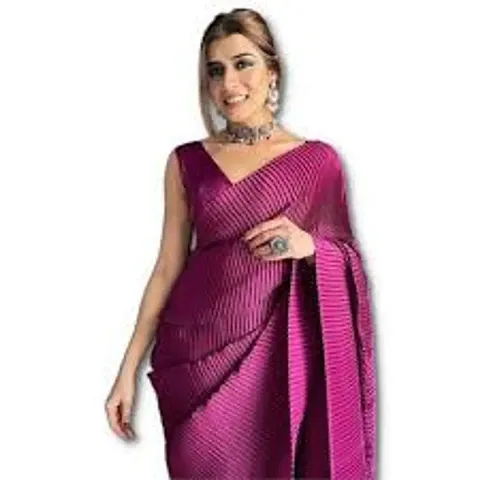 Beautiful Silk Blend Saree with Blouse Piece For Women