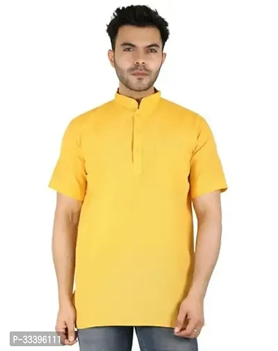 Stylish Yellow Khadi Cotton Kurtas For Men