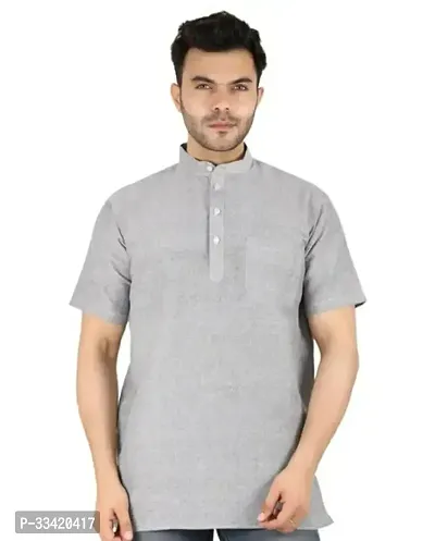 Stylish Grey Khadi Cotton Kurtas For Men