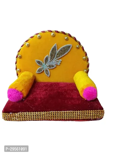 Singhasan/aasan/bed for Laddu Gopal Ji/kanha Ji/bal Gopal (colour - Red  Yellow)