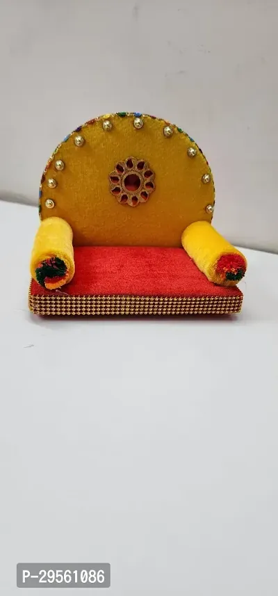 Modern Wooden Yellow Designer Singhasan Laddu Gopal Sinhasan for Pooja Mandir