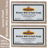 Herbal Khadi Natural Handmade Multani Mitti and Hali Soap with Glycerine  Jajoba Oil for Hydrated  Glowing Skin for Men and Women (Pack of 2) (250 g)-thumb1