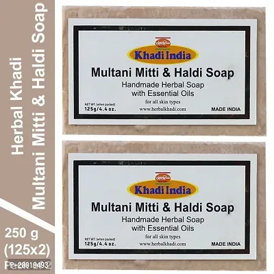 Herbal Khadi Natural Handmade Multani Mitti and Hali Soap with Glycerine  Jajoba Oil for Hydrated  Glowing Skin for Men and Women (Pack of 2) (250 g)-thumb2
