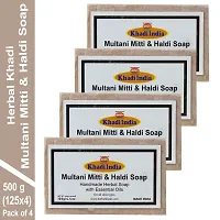 Herbal Khadi Natural Handmade Multani Mitti and Hali Soap with Glycerine  Jajoba Oil for Hydrated  Glowing Skin for Men and Women (Pack of 4) (500 g)-thumb1
