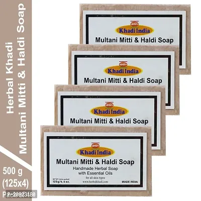 Herbal Khadi Natural Handmade Multani Mitti and Hali Soap with Glycerine  Jajoba Oil for Hydrated  Glowing Skin for Men and Women (Pack of 4) (500 g)-thumb2