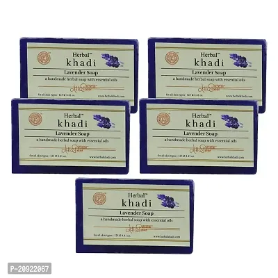 Herbal Khadi Lavender body wash Ayurvedic Handmade Soap Silky and smooth skin Cold-Pressed Organic Luxury Natural Premium Soap Vegan, Cruelty-free For Men and Women (Pack of 5) (625 g)-thumb0