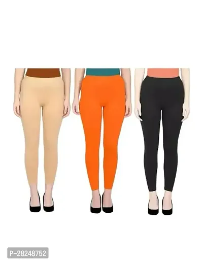 Fabulous Multicoloured Cotton Blend leggings For Women Pack Of 3-thumb0