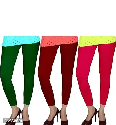 Fabulous Multicoloured Cotton Blend leggings For Women Pack Of 3-thumb0