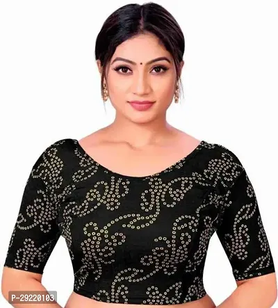 Reliable Black Cotton Blend Embellished Stitched Blouse For Women-thumb0