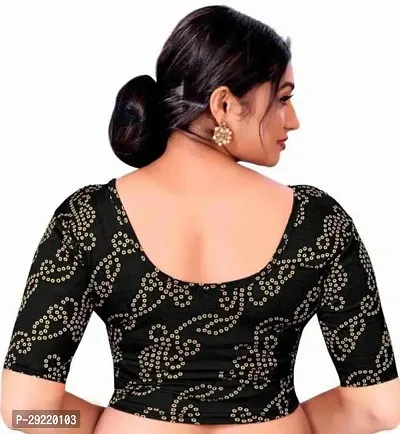 Reliable Black Cotton Blend Embellished Stitched Blouse For Women-thumb3