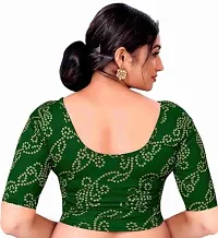 Reliable Green Cotton Blend Embellished Stitched Blouse For Women-thumb1