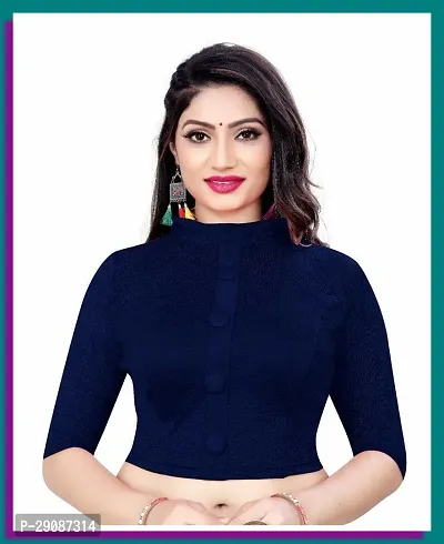 Reliable Navy Blue Cotton Blend Stitched Blouses For Women