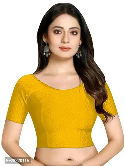 Reliable Yellow Cotton Blend Embellished Stitched Blouse For Women