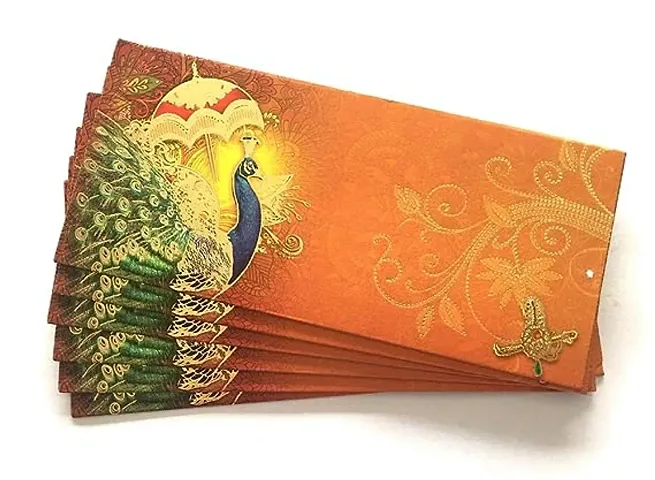 Envelopes Handmade Best Wishes Designer Money Envelope For Shaadi, Gifting, Birthday Traditional Peacock Design Multi Color Envelope(Pack Of 20)