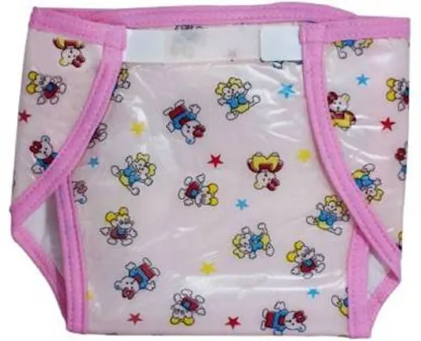 Outside Plastic Inside Terry Cotton Waterproof Reusable Velcro Diapers Packs Of 3