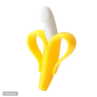 Kids Single Silicone Banana Shaped Teething Toothbrush Pack of 1-thumb0