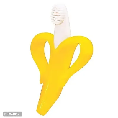 Kids Single Silicone Banana Shaped Teething Toothbrush Pack of 1-thumb0