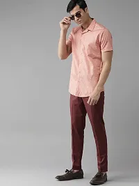 Elegant Cotton Blend Maroon Solid Regular Fit Casual Trouser For Men-thumb3