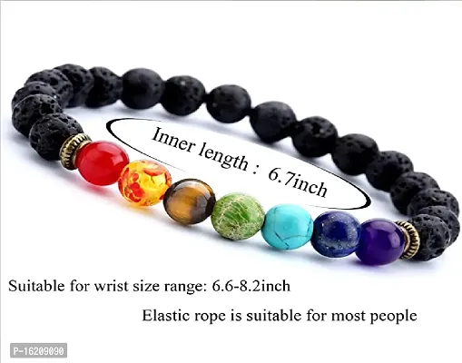 7 Chakra bracelet large power natural bracelets with the seven chakras, lava, onyx, and reiki energy in addition to semiprecious gemstone beads (Pack f 1)-thumb2