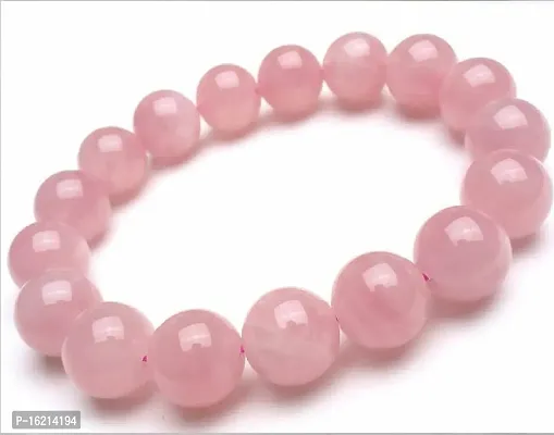 Bracelet with Pink Quartz and 8 mm Round Crystal Beads and Rose Stones (PACK OF 1)