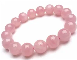 Rose Stone Bracelet with 8 mm Round Crystal Beads and Pink Quartz (PACK OF 1)-thumb1