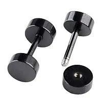Shious Fashion Alleys Round Black Earings for Men/Boys/Boyfriend/ Pack of 1 Pair Stainless Steel Stud Earring-thumb2