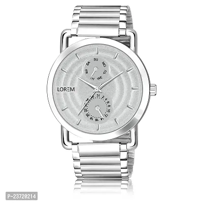 Lorem Silver 3D Embossed Stainless Steel Analog Watch for Men LR124