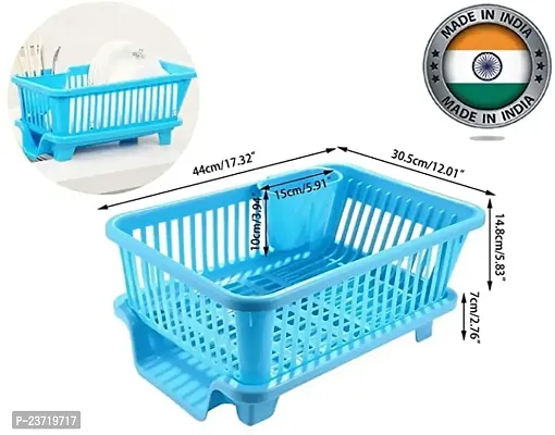 Loukya 3 in 1 Durable Plastic Kitchen Sink Dish Drying Drainer Rack Holder Basket | Dish Rack Organizers | Cutlery Dish Tray || Chopsticks Spoon Tableware Holder-thumb2