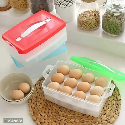 Loukya Eggs Storage Trays - 24 Grid Egg Storage Box,Stackable Egg Carriage Container,Egg Holder Trays with Lid and Lock,for Fridge/Countertop/Kitchen Egg Storage Box (Multi Color)-thumb2