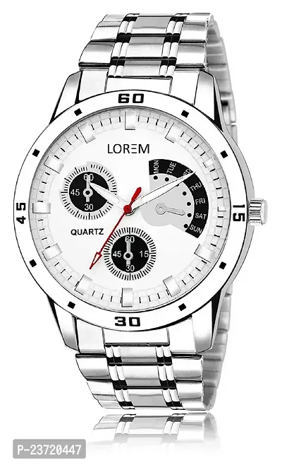 Lorem Silver Smiley Analog Watch for Men LR101