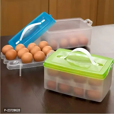 Loukya Eggs Storage Trays - 24 Grid Egg Storage Box,Stackable Egg Carriage Container,Egg Holder Trays with Lid and Lock,for Fridge/Countertop/Kitchen Egg Storage Box (Multi Color)-thumb0