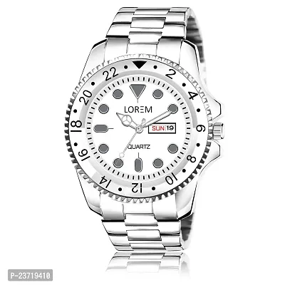 Lorem Silver Day-Date Function Casual Analog Watch for Men LR131