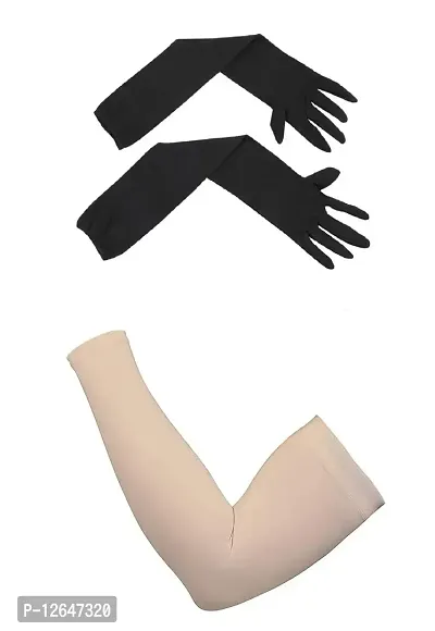 Buy Lp London Paree Combo Of Lovely Women's Cotton Full Hand Gloves And Arm  Sleeves Hand Glove For Sun Protection Bike Riding Black Full Skin Tube-03  Online In India At Discounted Prices