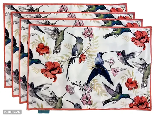 TH Tasseled Home Premium Washable Placemats for Dining Table, Wedding Party, Modern Dining Room, Restaurant Table,Home D?cor Gifting (13in x 19in, Set of 4, Multicolor) (Birds)-thumb0