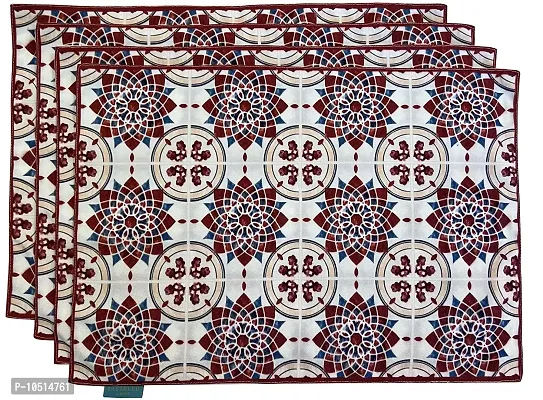 TH Tasseled Home Premium Washable Placemats for Dining Table, Wedding Party, Modern Dining Room, Restaurant Table,Home D?cor Gifting (13in x 19in, Set of 4, Multicolor) (Red)